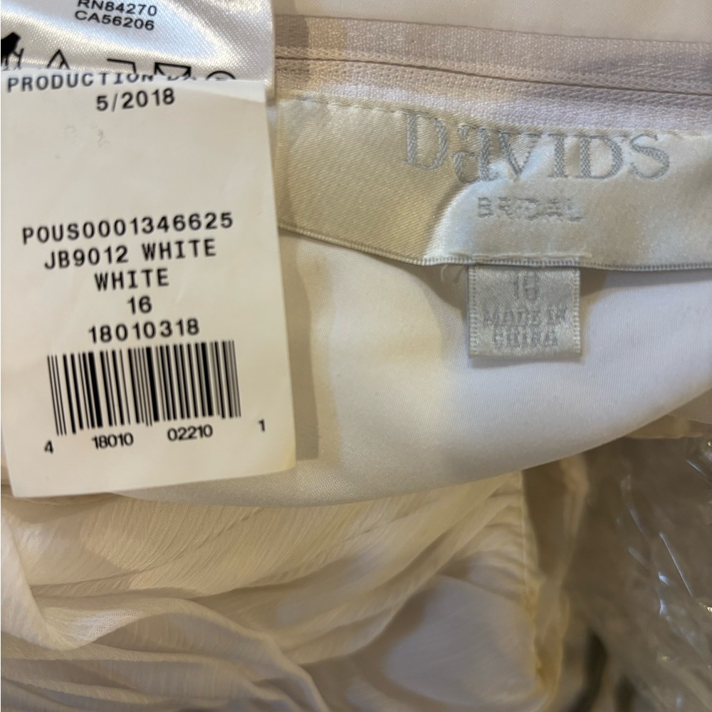 David's Bridal pre-teen white flower girl Gown